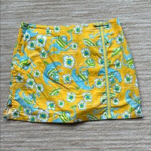 EUC Lilly Pulitzer Lenore White Label Skort Yellow Les Monkeys Print Size 10